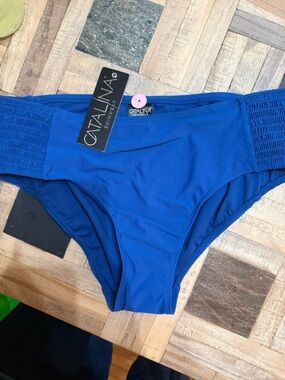 🌻Catalina Blue Stretch Bikini Bottom with Ruched Sides